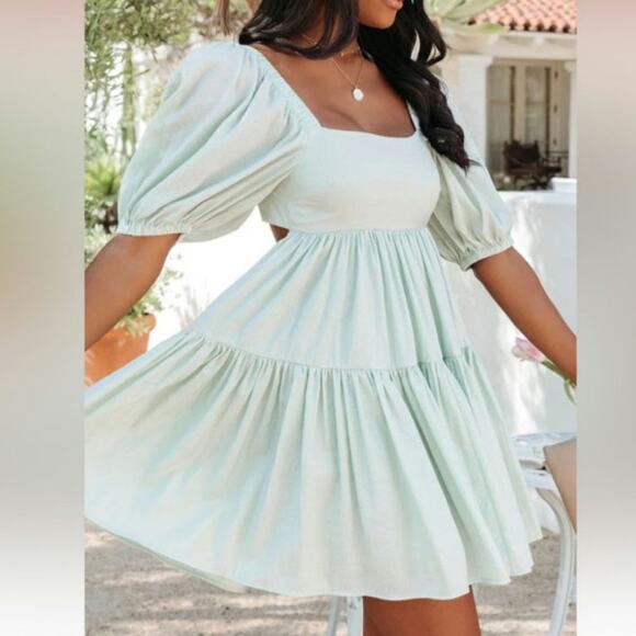 VICI CATCH FEELS PUFF SLEEVE BABYDOLL MINI DRESS XL - Picture 1 of 7